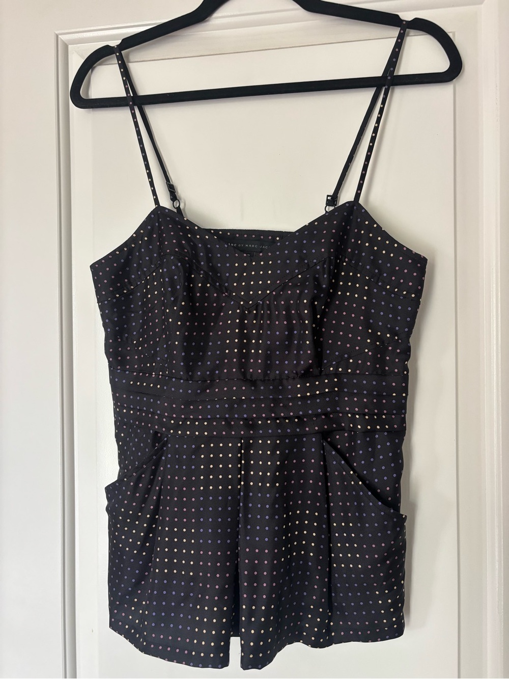 Marc by Marc Jacobs 100% silk multicolored polka dot structured camisole tank to